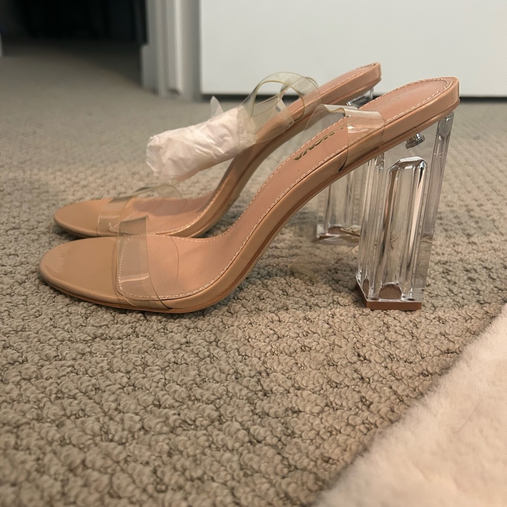 Fashion Nova Transparent Block Heel Sandals
